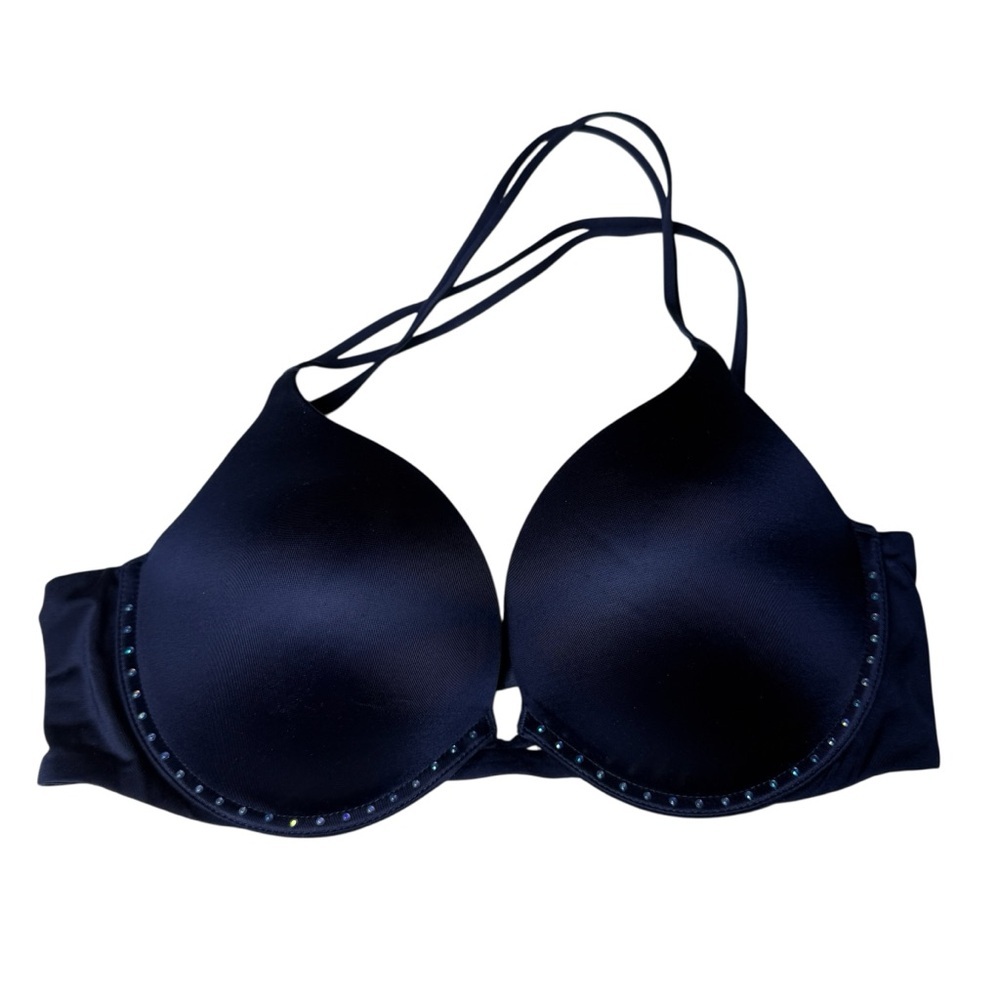 Victoria's Secret Very Sexy Push-Up Slate Blue Beading SZ 34C Adjustable Straps